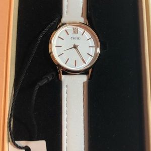 Cluse leather white strap watch CL50030